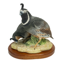 Dave Grossman Quail Birds 8" Ceramic Figurine w/ Wood Base