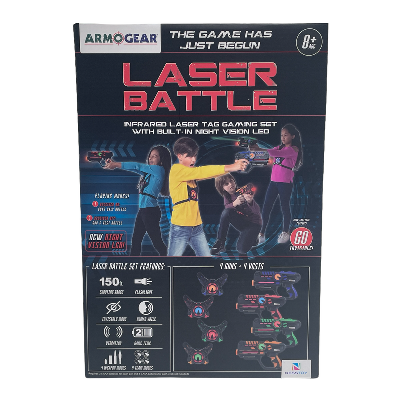 Armogear Laser Battle Lazer Tag 4 Guns 4 Vests Set