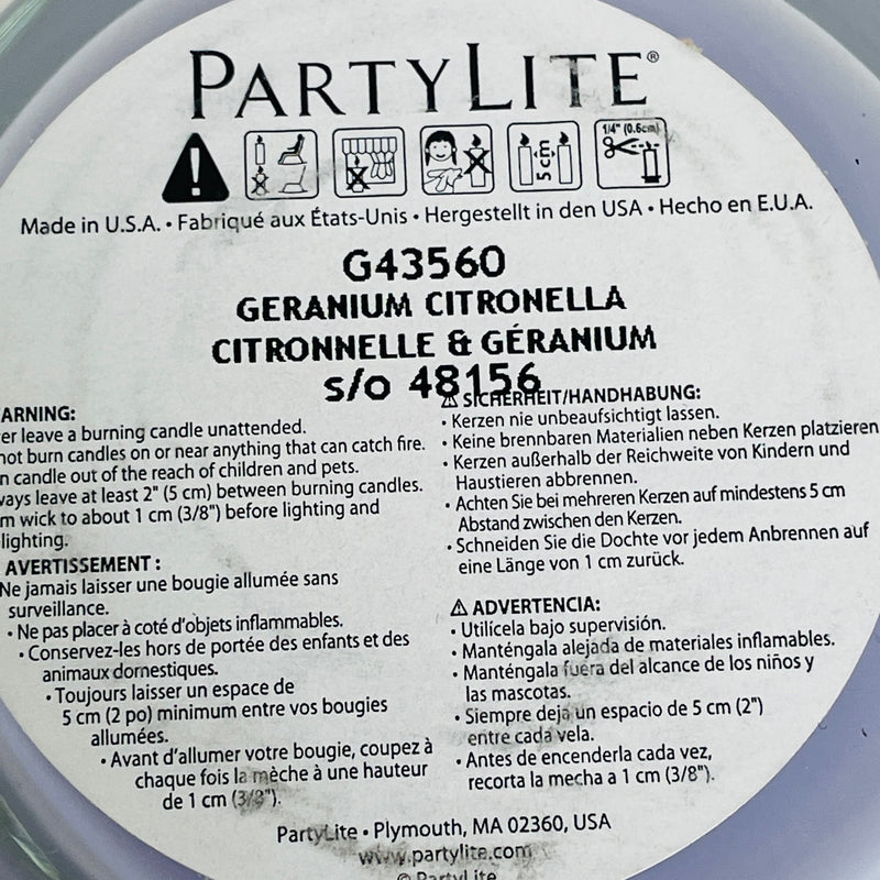 PartyLite Geranium Citronella Purple Jar Candle G43560