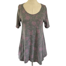 LuLaRoe Womens Gray Pink Design Perfect T Shirt