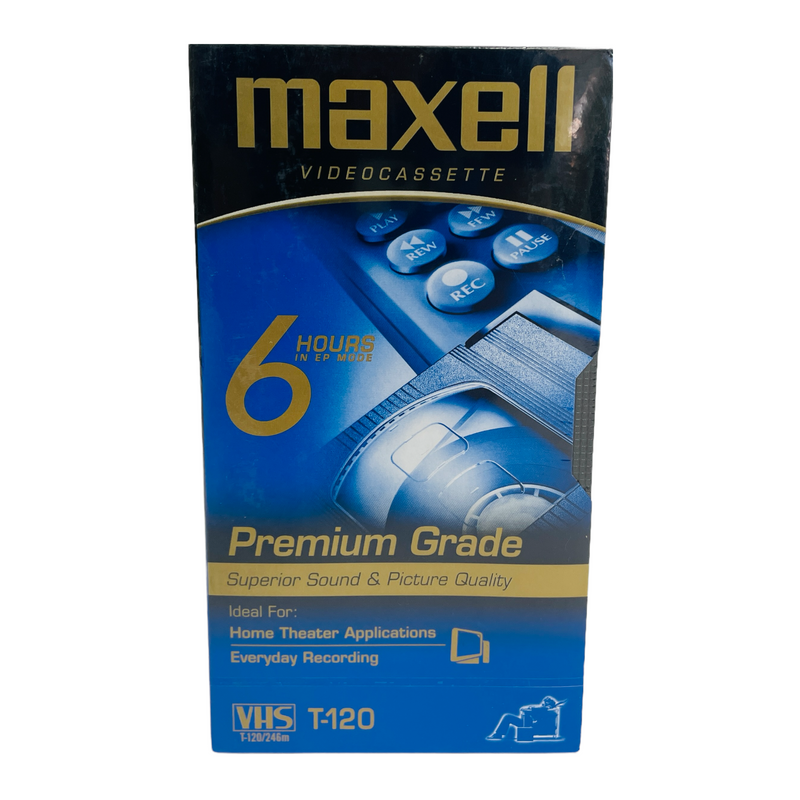 Maxell Premium Grade 6 Hours Superior Sound & Quality Blank VHS T-120