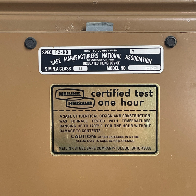 Meilink Hercules Safe-T-Vault Fireproof Strong Box Combination Number Code