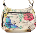 Anuschka Large Butterflies Flowers Hand Painted Leather Tote Handbag
