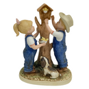 Homco "Denim Days" 1985 "Our Birdhouse" Debbie & Danny w/ Dog Figurine 8888