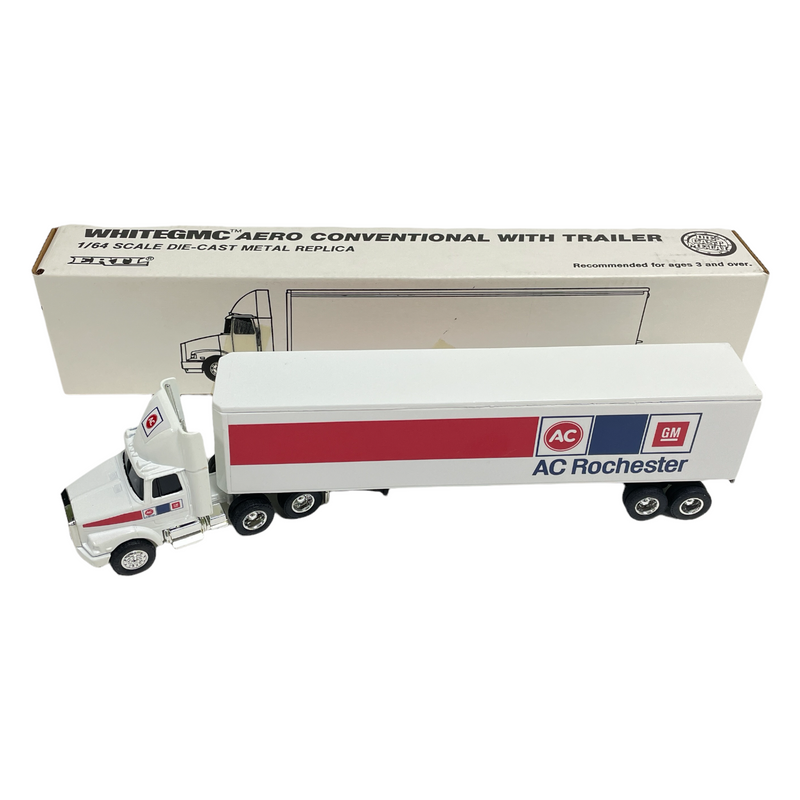 ERTL AC Rochester GM 1/64 White GMC Aero Conventional Trailer Die-Cast Replica