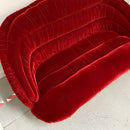 1960's Vintage Red Velvet Gold Metal Trim 2 Seat Sofa Couch Loveseat
