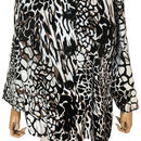 Appraisal Womens 3 Button 3/4 Sleeve Black Brown Animal Print Blazer