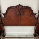 Florida Furniture Industries Mahogany Cherry Wood 2 Post Queen Headboard w/ Metal Bed Frame