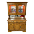 Pacific Frames Ind. Oak Wood 2 Pc 79" Kitchen Buffet China Hutch Display Cabinet