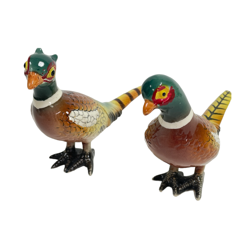 Chase Handpainted Made In Japan Male & Female Pheasant Ceramic Figurines