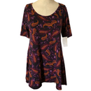 LuLaRoe Womens Black Multi Colored Paisley Perfect T Shirt