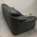 90" Dark Forest Green Leather Pillow Top Arm Sofa Couch
