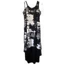 Kate & Mallory Womens Sleeveless Black White Asymmetric Hem Dress