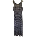 One World Womens Sleeveless Black Grey Striped Dress