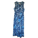 Denim & Company Womens Sleeveless V-Neck Blue Paisley Dress