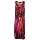 Slinky Brand Womens Sleeveless V-Neck Multi Pink Color Dress