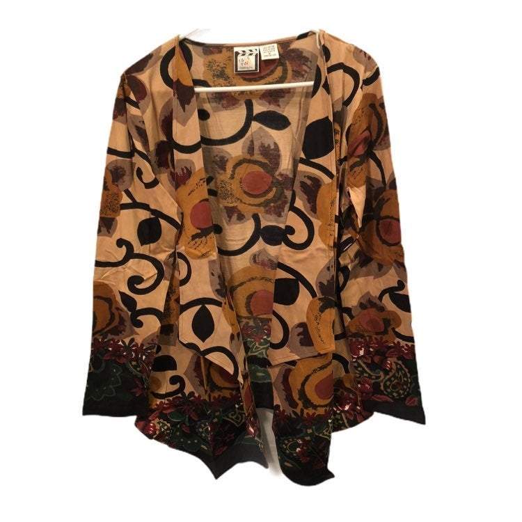 Take Two Clothing Co. Long Sleeve Open Front Geometric Art Cardigan