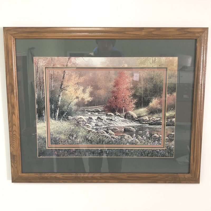 Landscape Scenic River Forest Framed 31"x26" Print