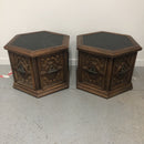 (2) Mersman Oak Door Storage Side End Table