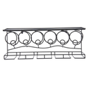 Oenophilia 6 Bottle 8 Stem Glass Wine Bar Black Metal Wall Rack 010001